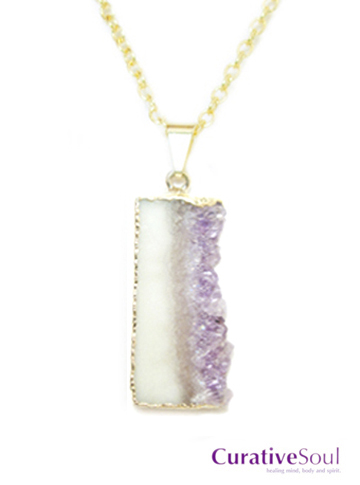 Amethyst Side Slice Necklace - Gold - Click Image to Close