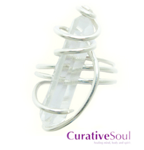 Quartz Crystal Sterling Silver Wirewrap Ring- Size 7