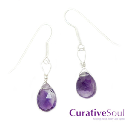 Amethyst Faceted Teardrop Earrings - Click Image to Close