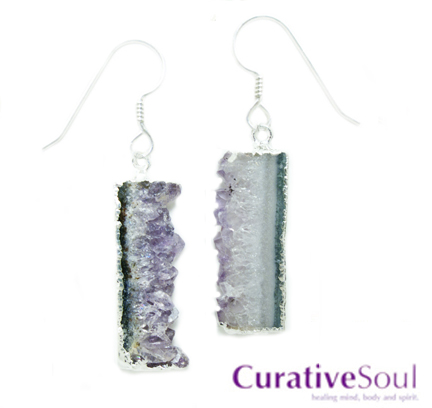 Amethyst Geode Slice Earrings - Click Image to Close