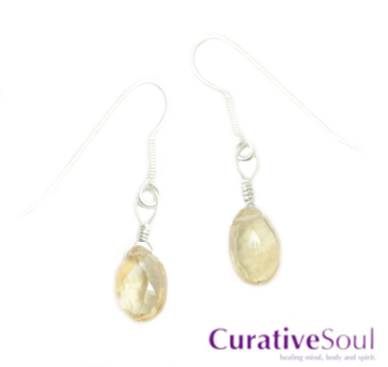 Citrine Faceted Teardrop Earrings - Click Image to Close