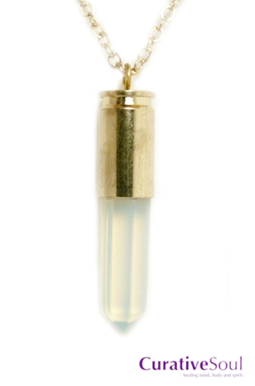 Opalite Bullet Necklace - Gold - Click Image to Close
