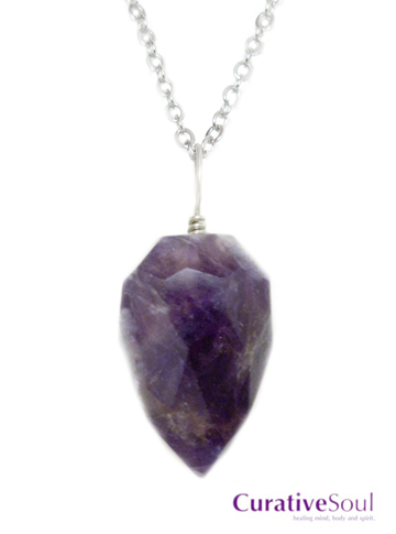 Amethyst Faceted Drop Necklace - Click Image to Close