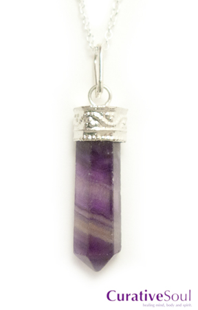 Purple Fluorite Crystal Point Necklace