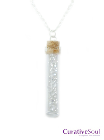 Herkimer Diamonds in Small Corked Vial Necklace - Click Image to Close