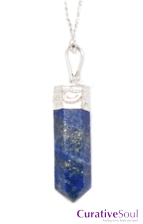 Lapis Lazuli Crystal Point Necklace - Click Image to Close