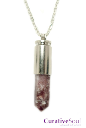 Lepidolite Bullet Necklace - Silver - Click Image to Close