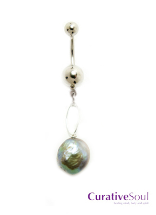Mother of Pearl Belly Button Ring - Click Image to Close