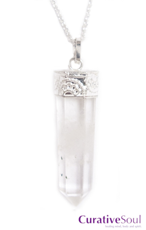 Clear Quartz Crystal Point Necklace - Click Image to Close