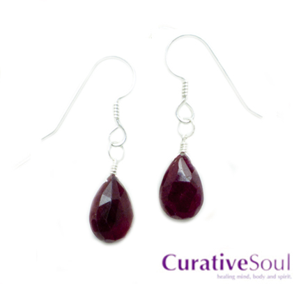 Ruby Faceted Teardrop Earrings - Click Image to Close