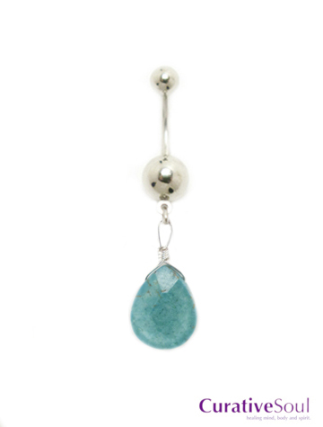Turquoise Howlite Teardrop Belly Button Ring - Click Image to Close
