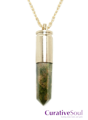 Unakite Bullet Necklace - Gold - Click Image to Close