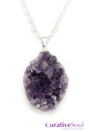 Amethyst Oval Cluster in Silver
