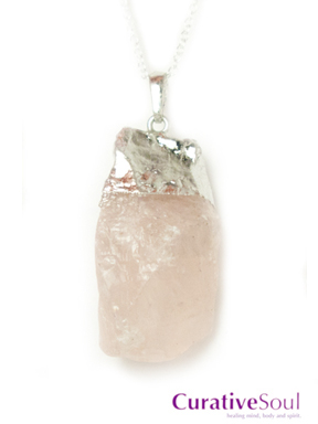 Rose Quartz Crystal Chunk in Silver