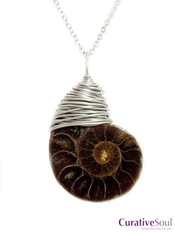 Ammonite Shell Fossil Wrap Necklace