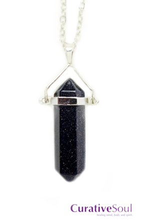 Blue Goldstone Swing Top Necklace - Click Image to Close