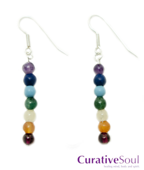 7 Chakra Stone Earrings - Sterling Silver - Click Image to Close