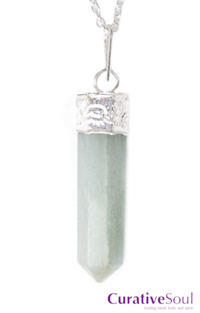 Green Aventurine Crystal Point Necklace - Click Image to Close