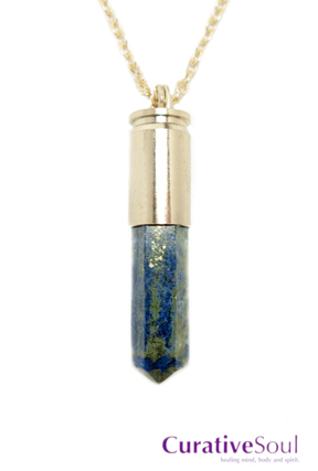 Lapis Lazuli Bullet Necklace - Gold