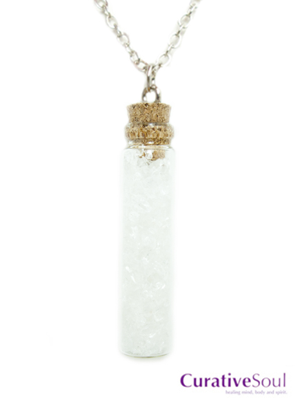 Quartz Crystals in Corked Bottle Necklace