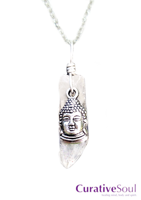 Quartz Crystal Buddha Charm Necklace - Click Image to Close