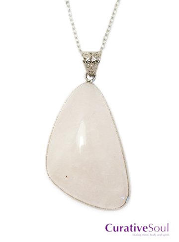 Rose Quartz Lg Freeform Cab Necklace  Rose Quartz Lg Freeform Cab Necklace