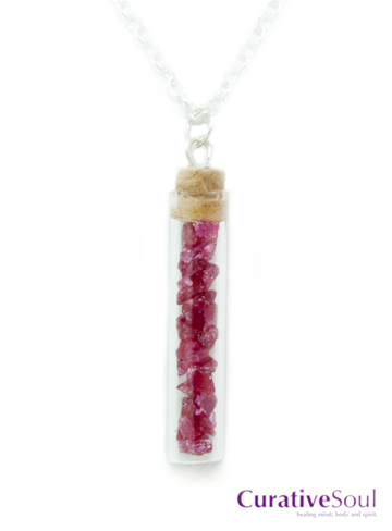 Rubies in Corked Vial Necklace