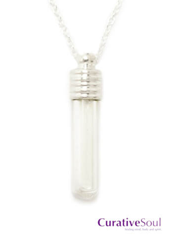 Selenite Vial Bottle Necklace - Silver