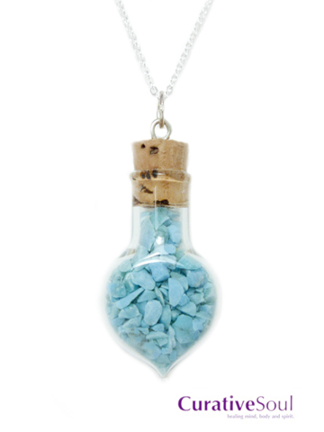 Turquoise in Corked Vase Bottle Necklace - Click Image to Close